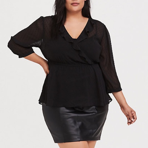TORRID Size 6 Sheer Black Baby Doll Blouse